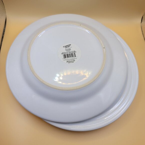 Gibson Home White Dessert Plates 8.5 Inch Stoneware Classic Ringed Design DH880 - Picture 4 of 4